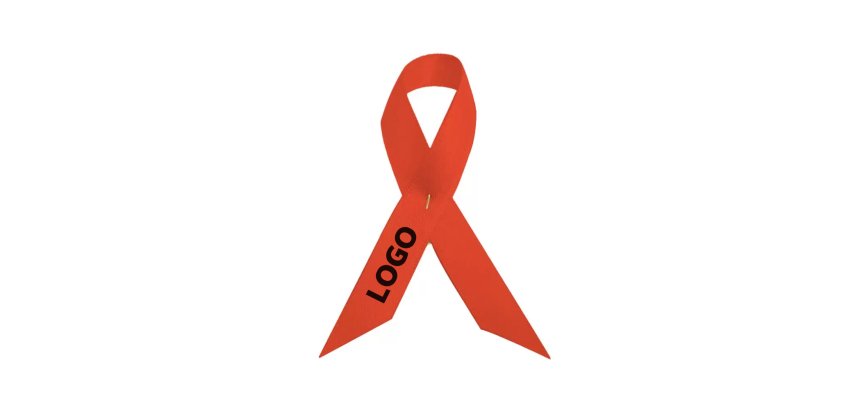 Satin promotional support ribbon brooch - multicolor marking.
