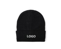 Advertising unisex black beanie - embroidered marking