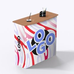 Comptoir d’accueil rectangulaire publicitaire - marquage 1 couleur