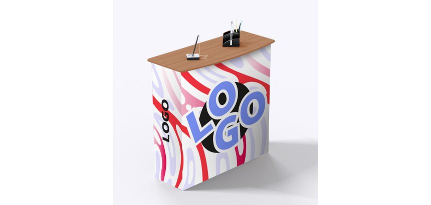 Comptoir d’accueil rectangulaire publicitaire - marquage 1 couleur