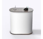 Comptoir d’accueil ovale publicitaire - marquage multicolore