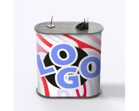 Oval advertising reception counter - multicolor marking