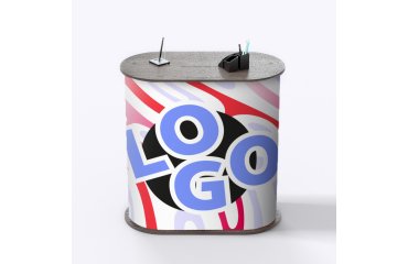 Oval advertising reception counter - multicolor marking