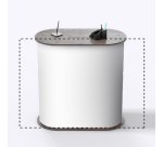 Comptoir d’accueil ovale publicitaire - marquage multicolore