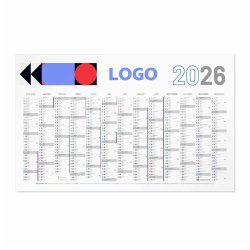 Calendrier publicitaire annuel mural 65 x 40,5 cm - marquage multicolore