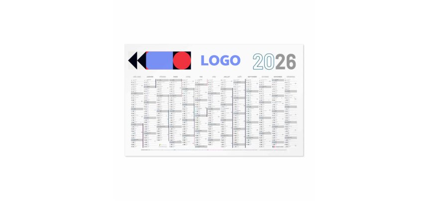 Calendrier publicitaire annuel mural 40,5 x 65 cm - marquage multicolore