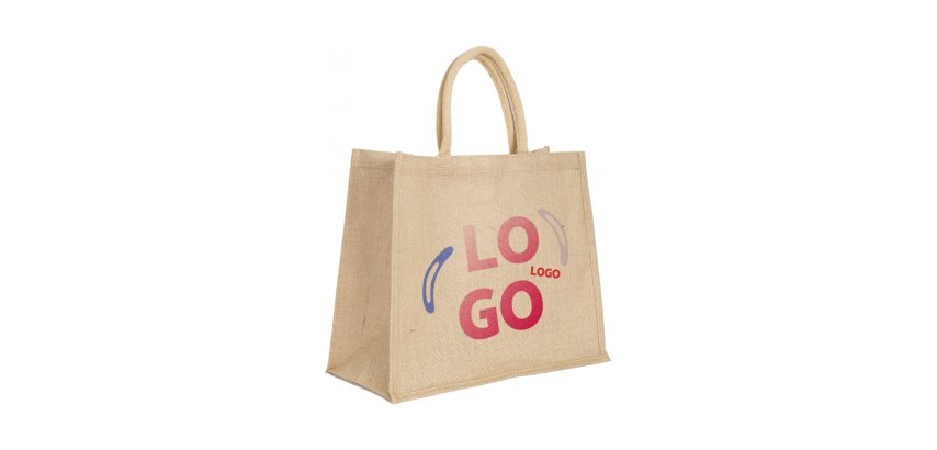 <b>Einkaufstasche aus Jute mit 28 Litern - mehrfarbiger Druck</b>