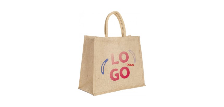 Sac cabas en jute publicitaire 28 L - marquage multicolore