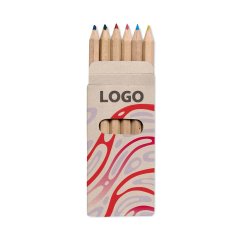 Étui de 6 mini crayons de couleur publicitaire - marquage multicolore