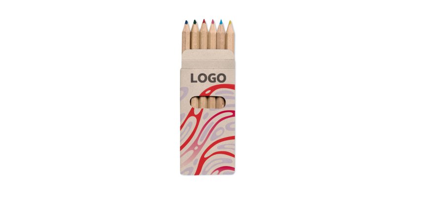 Set van 6 mini kleurpotloden personalisatie - meerkleurige markering