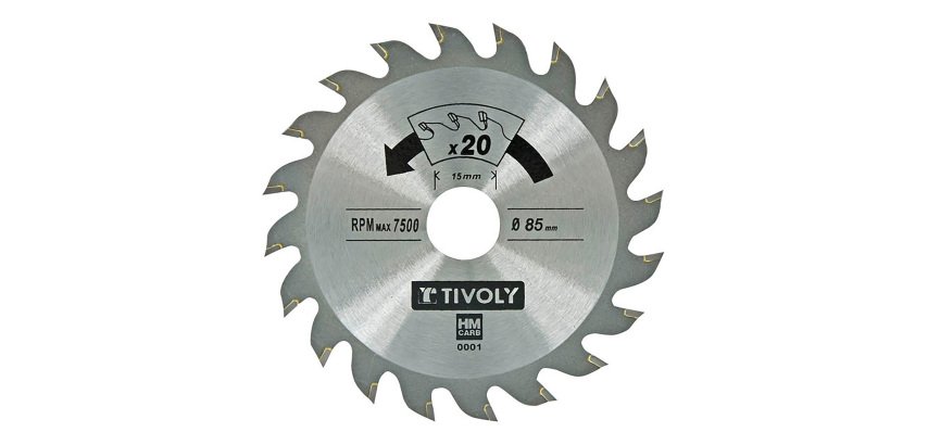 Lame de scie circulaire Tivoly Ø 85 mm x 15 mm, 20 dents carbure