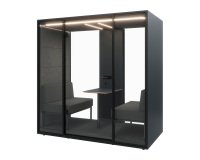 Cabine acoustique Box 4 avec table et 2 banquettes