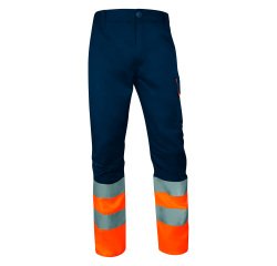 Pantalon de travail haute visibilité Delta Plus Multipoches - Orange Fluo