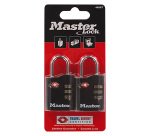Lot de deux cadenas à combinaison MASTERLOCK - 4 Couleurs aléatoires violet, bleu, rouge, noir