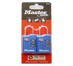 Lot de deux cadenas à combinaison MASTERLOCK - 4 Couleurs aléatoires violet, bleu, rouge, noir