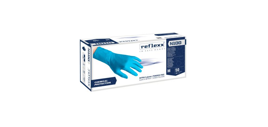 Guanti monouso Reflexx® N100 in nitrile azzurro, 50 unità