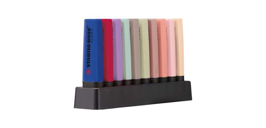 Text translated to German:

Markierstift Stabilo Boss verschiedene Farben Wildblumen - Set mit 10 Stück