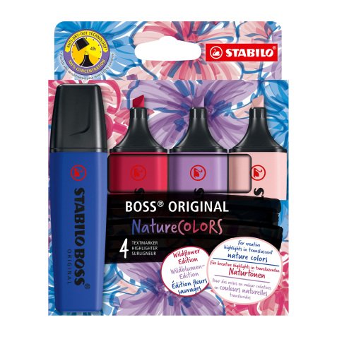 Highlighter Stabilo Boss assorted colors Wild Flowers - Pack of 4