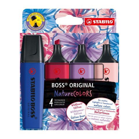 Subrayadores Wild Flower Stabilo Boss Colores Variados - Pack de 4