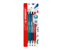 Stylo bille Stabilo Pointball Colorful rétractable pointe 2,5 mm - écriture moyenne - Pochette de 4 coloris assortis