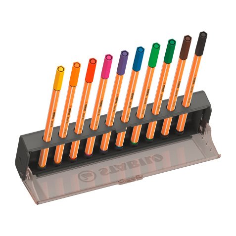 Viltstift Stabilo point 88 - Click box met 10 verschillende kleuren