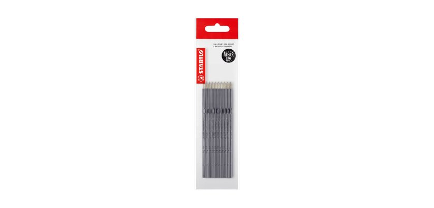 Recharge stylo bille Stabilo Liner pointe 0,7 mm - écriture moyenne - Sachet de 10