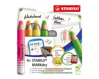 Crayon marqueur effaçable à sec Stabilo MARKdry - Étui de 4 coloris assortis