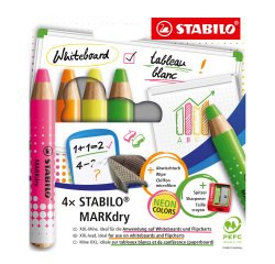 Trocken abwischbarer Stabilo MARKdry Filzstift - Packung mit 4 verschiedenen Farben