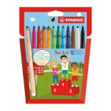 Feutre Stabilo Trio AZ couleurs assorties pointe fine - Pochette de 12