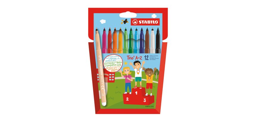 Feutre Stabilo Trio AZ couleurs assorties pointe fine - Pochette de 12