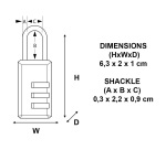 Cadenas à 3 chiffres - acier - noir - 20 mm