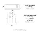 Pack moraillon + cadenas - acier - 40 mm