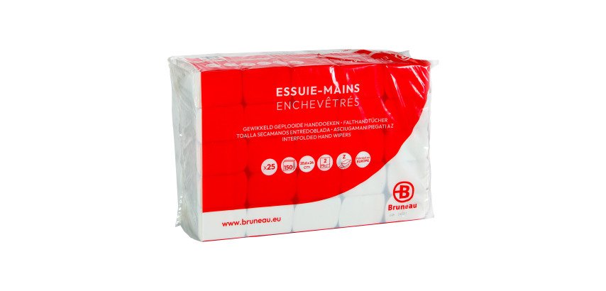 Essuie-mains Bruneau extra blanc pliage enchevêtré - Colis de 3750