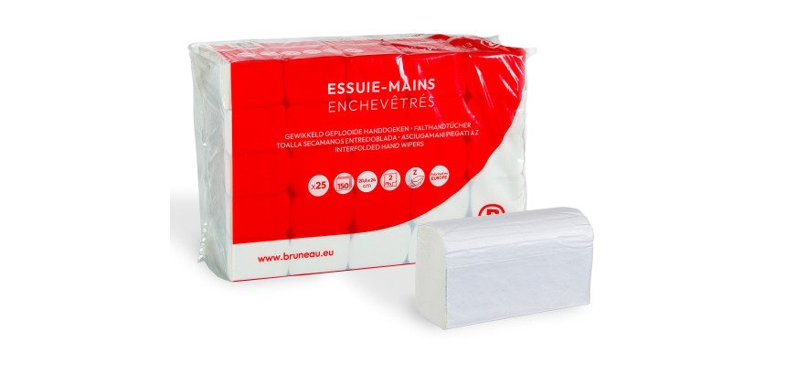 Essuie-mains Bruneau extra blanc pliage enchevêtré - Colis de 3750