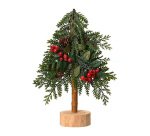Mini sapin pailleté avec baies rouges - H.30 cm