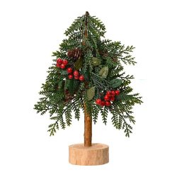 Mini glitzernder Tannenbaum mit roten Beeren - H.30 cm