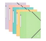 Chemise à élastique 3 rabats plastique Oxford School Life 24 x 32 cm couleurs pastel assorties