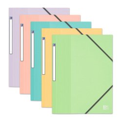 Chemise à élastique 3 rabats plastique Oxford School Life 24 x 32 cm couleurs pastel assorties