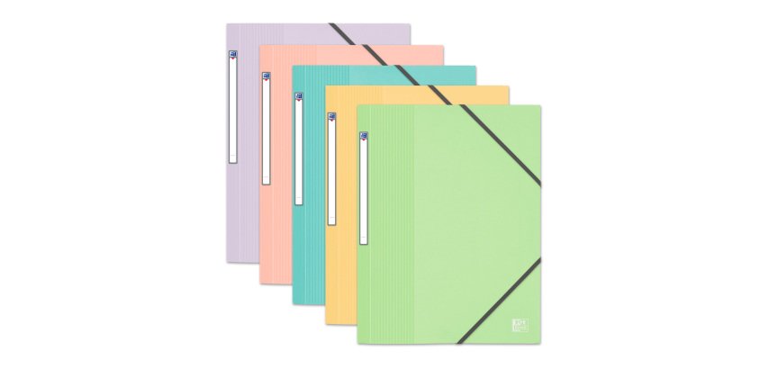 Chemise à élastique 3 rabats plastique Oxford School Life 24 x 32 cm couleurs pastel assorties