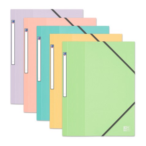 Chemise à élastique 3 rabats plastique Oxford School Life 24 x 32 cm couleurs pastel assorties