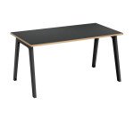 Rechte werkpost Eden Arche koolstof rand licht eiken L 140 cm met kabelgoot