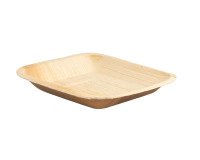 Plato de hoja de palma cuadrado 160 x160 mm - Paquete de 100 unidades