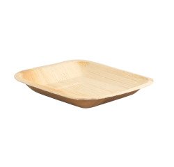 Plato de hoja de palma cuadrado 160 x160 mm - Paquete de 100 unidades