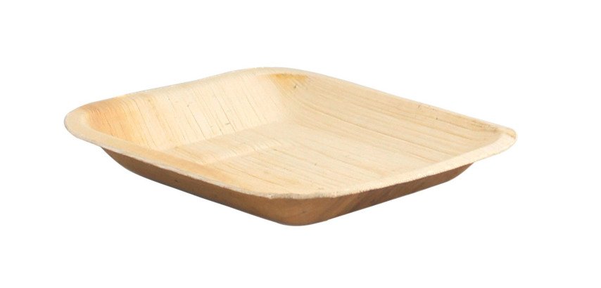 Plato de hoja de palma cuadrado 160 x160 mm - Paquete de 100 unidades