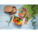 Ensaladera rectangular kraft laminado pp 17x12x7,5 cm capacidad de 500 ml - Caja de 200 unidades