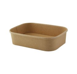 Bandeja ensaladera rectangular kraft laminado pp 17x12x4,5 cm capacidad de 500 ml - Caja de 200 unidades