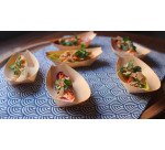 Mini bandeja de madera en forma de barca 70 x 45 x 15 mm - Paquete de 500 unidades