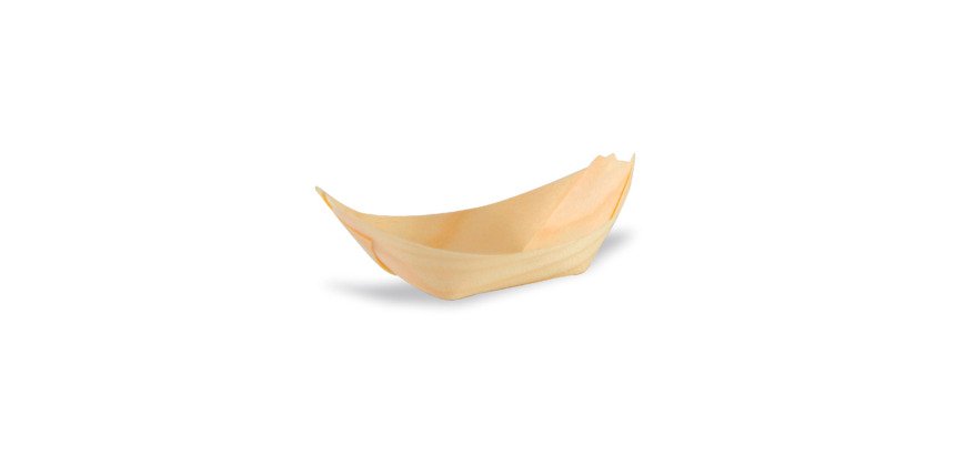 Mini bandeja de madera en forma de barca 65 x 50 x 20 mm - Paquete de 500 unidades