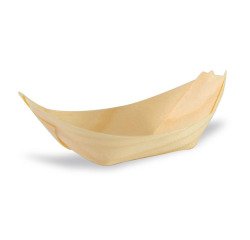 Mini bandeja de madera en forma de barca 70 x 45 x 15 mm - Paquete de 500 unidades