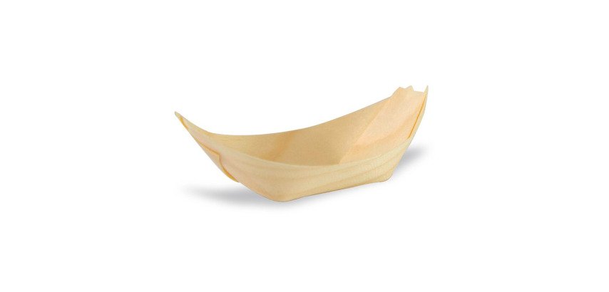 Mini bandeja de madera en forma de barca 70 x 45 x 15 mm - Paquete de 500 unidades